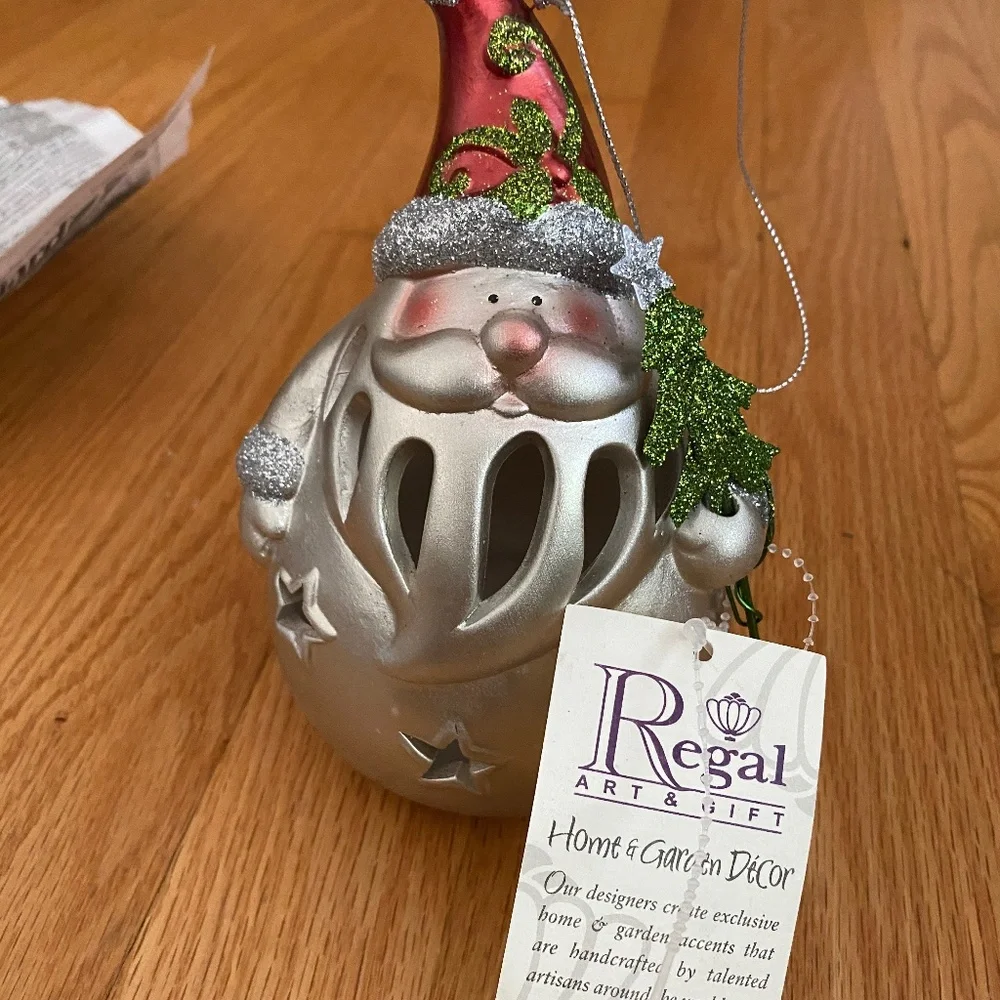 Christmas holiday glass santa ornament large size